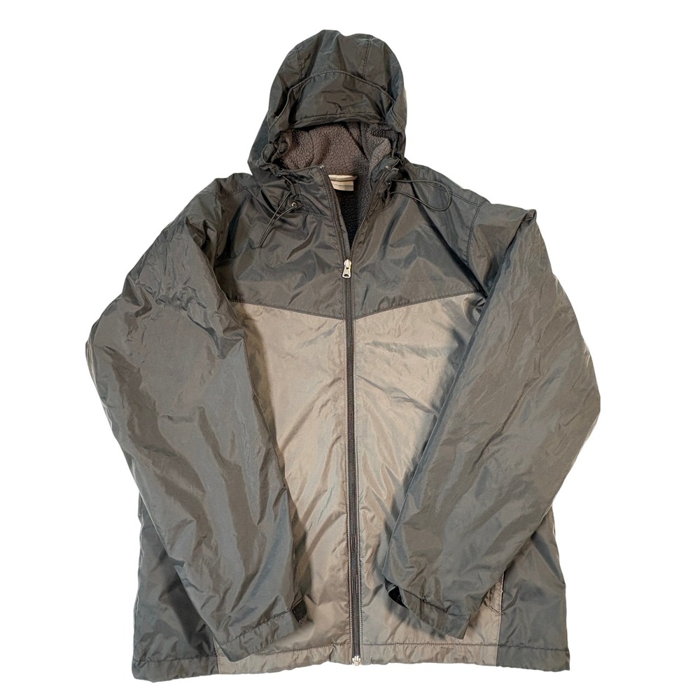 Columbia Mens Gray Sherpa Lined Hooded Windbreaker Jacket XM0676 1820941 Size L
